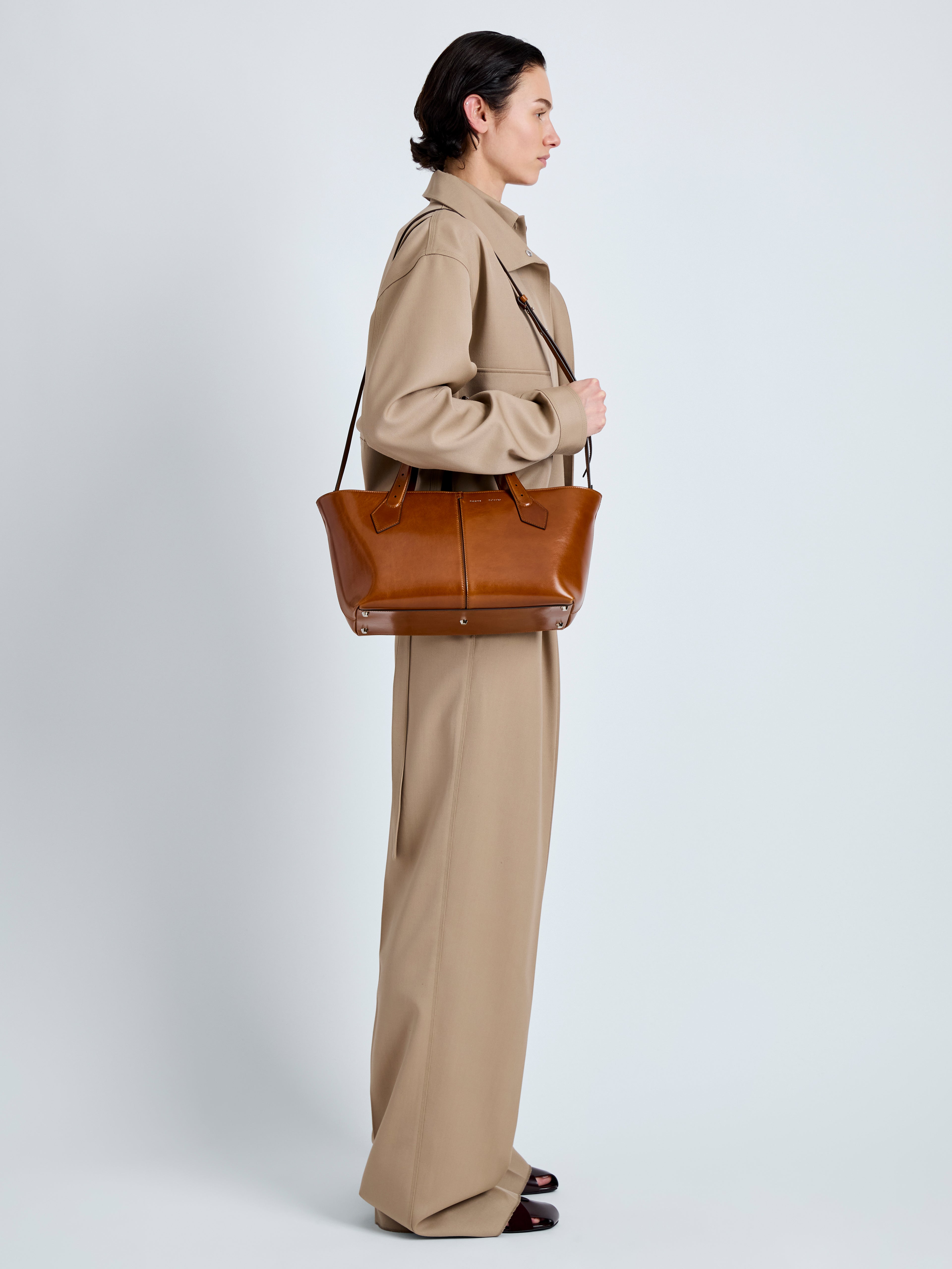 Proenza Schouler East West Chelsea Tote in Soft Veg Calf - Saddle
