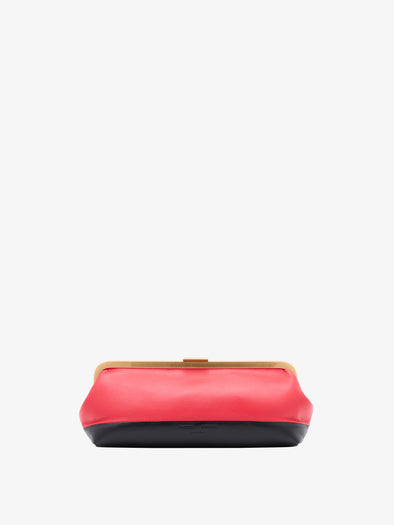Proenza Schouler Front image of Armory Clutch in Nappa Plonge in Tomato/Black