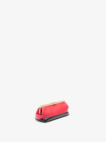 Proenza Schouler side image of Armory Clutch in Nappa Plonge in Tomato/Black