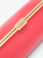 Proenza Schouler Aerial image of Armory Clutch in Striped Nappa Plonge in TomatoBlack