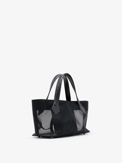 Proenza Schouler Side image of East West Chelsea Tote in Mesh in Black