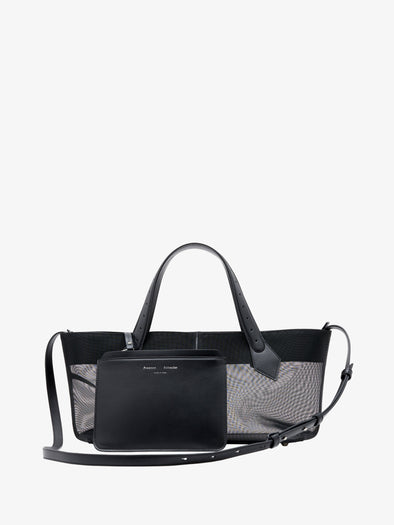 Proenza Schouler Front image of East West Chelsea Tote in Mesh in Black with interior pouch removed