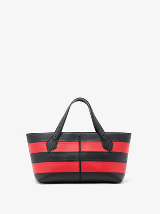 Proenza Schouler Back image of East West Chelsea Tote in Striped Nappa Plonge in TomatoBlack
