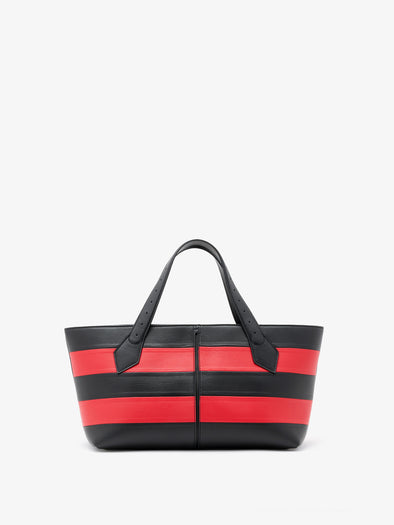 Proenza Schouler Back image of East West Chelsea Tote in Striped Nappa Plonge in TomatoBlack