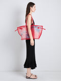 Proenza Schouler Image of model wearing Days Carryall in Printed Mesh in Flame Multi