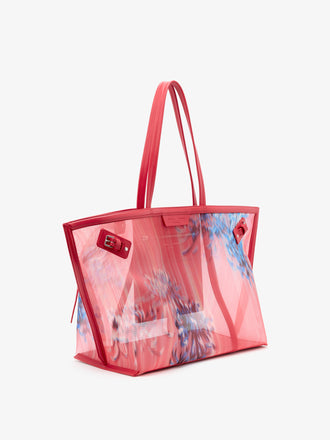 Proenza Schouler Side image of Days Carryall in Printed Mesh in Flame Multi