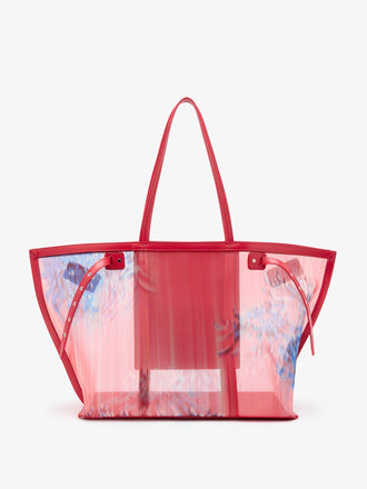 Proenza Schouler Back image of Days Carryall in Printed Mesh in Flame Multi