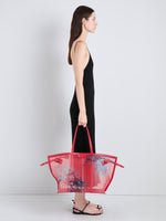 Proenza Schouler Image of model wearing Days Carryall in Printed Mesh in Flame Multi