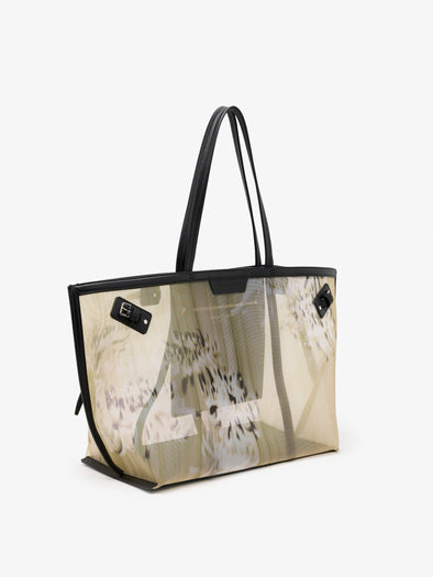 Proenza Schouler Side image of Days Carryall in Printed Mesh in Artichoke Multi