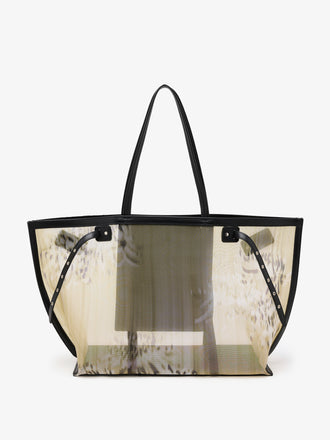 Proenza Schouler Back image of Days Carryall in Printed Mesh in Artichoke Multi