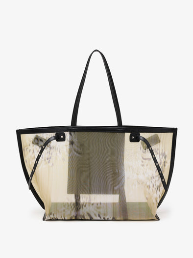 Proenza Schouler Back image of Days Carryall in Printed Mesh in Artichoke Multi