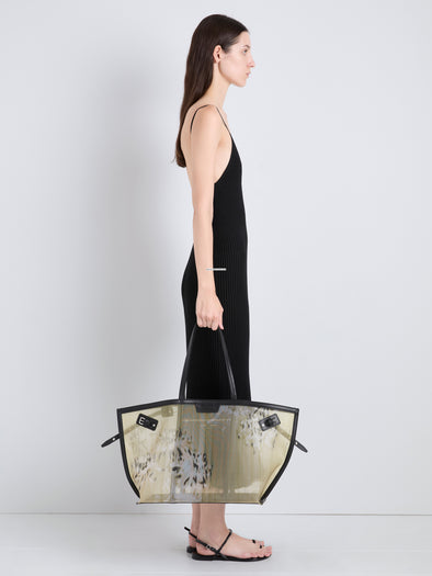 Proenza Schouler image of model wearing Days Carryall in Printed Mesh in Artichoke Multi