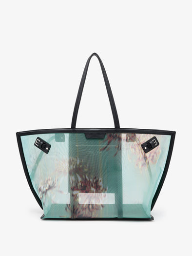 Proenza Schouler Front image of Days Carryall in Printed Mesh in Verdigris Multi