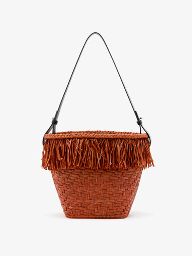 Proenza Schouler Front image of Bucket bag in Raffia in Rust