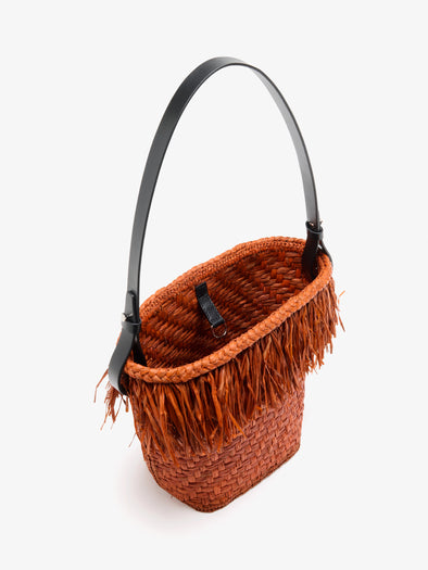Proenza Schouler Aerial image of Bucket bag in Raffia in Rust