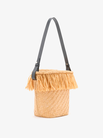 Proenza Schouler Side image of Bucket bag in Raffia in Sand