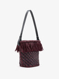 Proenza Schouler Side image of Bucket bag in Raffia in Plum