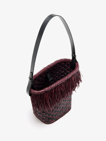 Proenza Schouler Aerial image of Bucket bag in Raffia in Plum