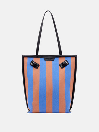 Proenza Schouler Front image of North South Days Tote in Striped Canvas in Sapphire Rust