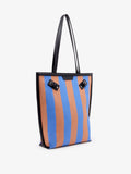 Proenza Schouler Side image of North South Days Tote in Striped Canvas in Sapphire Rust
