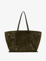Proenza Schouler Front image of Days Carryall in Perforated Suede in Olive