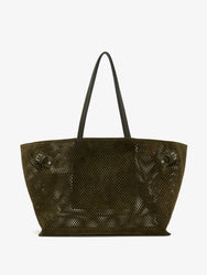 Proenza Schouler Front image of Days Carryall in Perforated Suede in Olive
