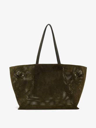 Proenza Schouler Front image of Days Carryall in Perforated Suede in Olive