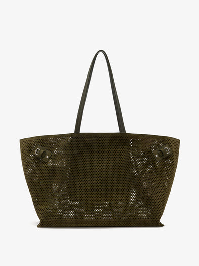 Proenza Schouler Front image of Days Carryall in Perforated Suede in Olive