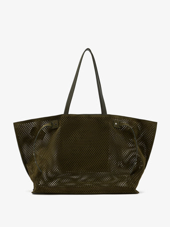 Proenza Schouler Back image of Days Carryall in Perforated Suede in Olive