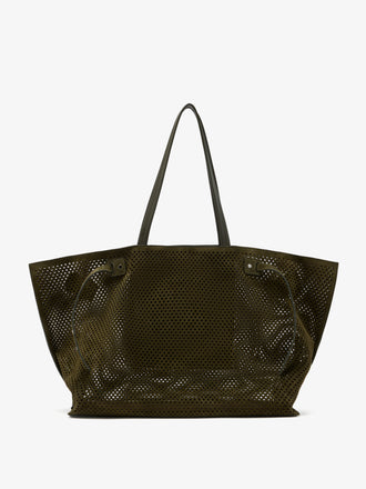 Proenza Schouler Back image of Days Carryall in Perforated Suede in Olive