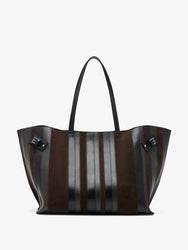 Proenza Schouler Front image of Days Carryall in Calf Striped Intarsia in BlackEspresso
