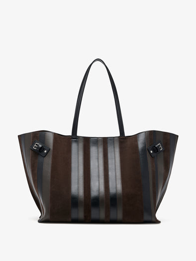 Proenza Schouler Front image of Days Carryall in Calf Striped Intarsia in BlackEspresso