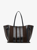 Proenza Schouler Front image of Days Carryall in Calf Striped Intarsia in BlackEspresso