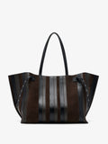 Proenza Schouler Aerial image of Days Carryall in Calf Striped Intarsia in BlackEspresso