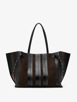 Proenza Schouler Aerial image of Days Carryall in Calf Striped Intarsia in BlackEspresso