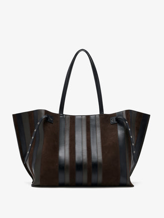 Proenza Schouler Aerial image of Days Carryall in Calf Striped Intarsia in BlackEspresso