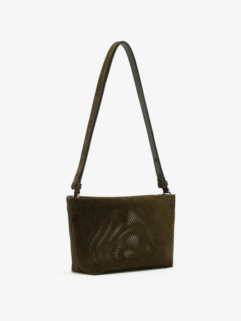 Proenza Schouler Side image of Bond Bag in Perforated Suede in Olive