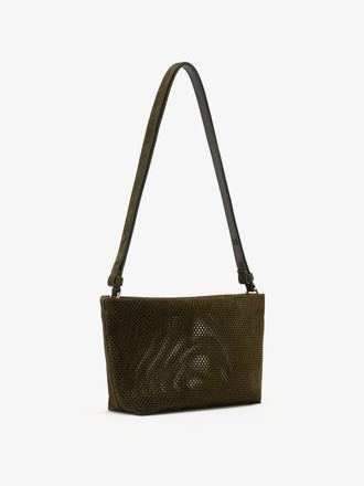 Proenza Schouler Side image of Bond Bag in Perforated Suede in Olive