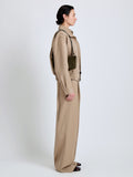 Proenza Schouler Image of model wearing Bond Bag in Perforated Suede in Olive