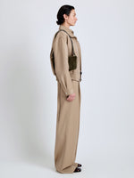 Proenza Schouler Image of model wearing Bond Bag in Perforated Suede in Olive