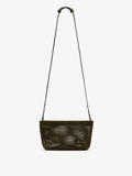 Proenza Schouler Front image of Bond Bag in Perforated Suede in Olive with strap extended