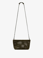 Proenza Schouler Front image of Bond Bag in Perforated Suede in Olive with strap extended