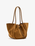 Proenza Schouler Side image of Large Ruched Tote in Suede and Braided Calf in Hazelnut