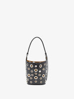 Proenza Schouler Front image of Mini Bucket Bag in Smooth Calf with Grommets in Black