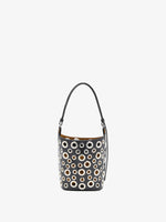 Proenza Schouler Front image of Mini Bucket Bag in Smooth Calf with Grommets in Black
