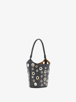 Proenza Schouler Side image of Mini Bucket Bag in Smooth Calf with Grommets in Black