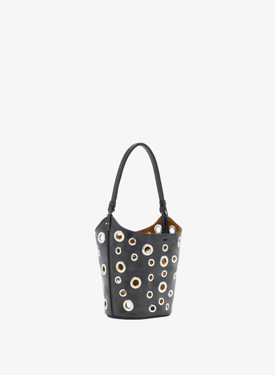 Proenza Schouler Side image of Mini Bucket Bag in Smooth Calf with Grommets in Black