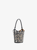 Proenza Schouler Side image of Mini Bucket Bag in Smooth Calf with Grommets in Black