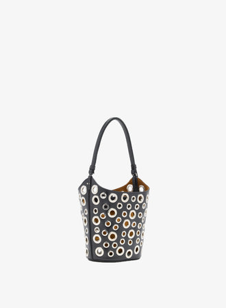 Proenza Schouler Side image of Mini Bucket Bag in Smooth Calf with Grommets in Black