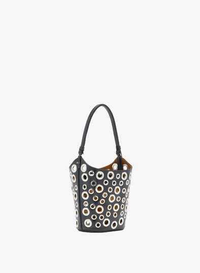 Proenza Schouler Side image of Mini Bucket Bag in Smooth Calf with Grommets in Black